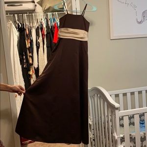 Brown and tan bridesmaid dress